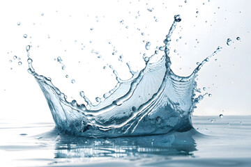 Flowing water splash isolated on white background