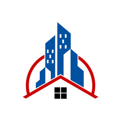Obraz premium House and city building combination vector logo