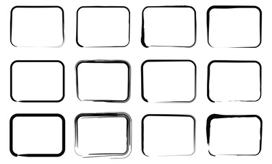 This artistic square shape set includes both clean and rough stroke designs, blending modern aesthetics with retro texture effects for web and print layout enhancement.