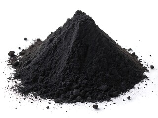 black charcoal powder on a white background