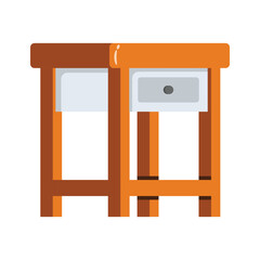 A decorative 2d style icon of sideboard table set