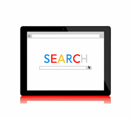 browser window on the tablet screen