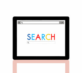 browser window on the tablet screen