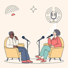 Two Individuals Engaged in a Podcast Interview