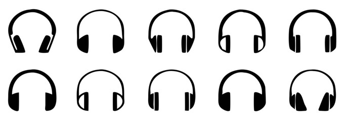 Headphones icons set. Vector illustration