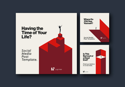 Business Career for Women Social Media Post Templates with Minimal Illustration