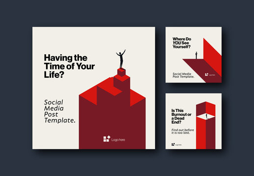 Business Career for Men Social Media Post Templates with Minimal Illustration