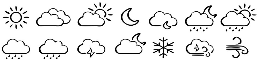 Weather icons set. Vector illustration