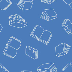 Fototapeta premium Outline Book Vector Seamless Pattern Background for Surface Print Fabric Fashion Wrapping