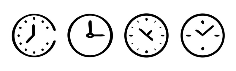 Time and Clock icon. Clock and Time line icons. Time symbols collection. Vector