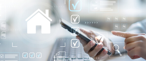 Digital Property Certification and Real Estate Approval Workflow Interface on Touchscreen.