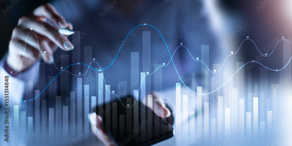 Poster data visualization in financial analytics with trend analysis.