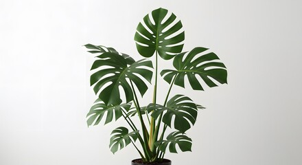 Fototapeta premium Monstera Deliciosa Plant with Large Green Leaves