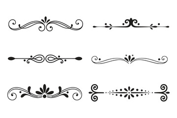 Calligraphy filigree lines Text dividers, vintage Flourishes decorative Scrolls, wedding Ornate, fancy elegant page Separators design elements, Header Swirls menu card,s Ornamental Border
