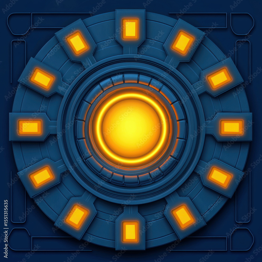 Aufkleber futuristic circular interface design with glowing elements and dark background, ideal for sci-fi the