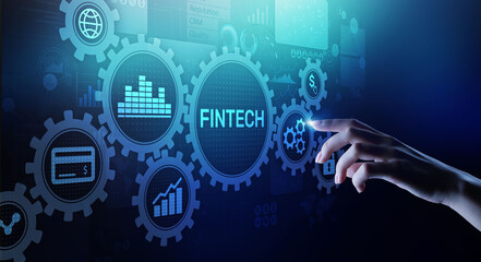 Fintech Financial technology Cryptocurrency investment and digital money. Business concept on...