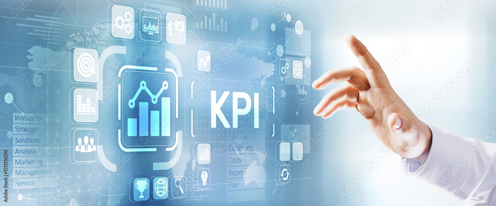 Poster kpi - key performance indicator. business and industrial analysis. internet and technology concept o