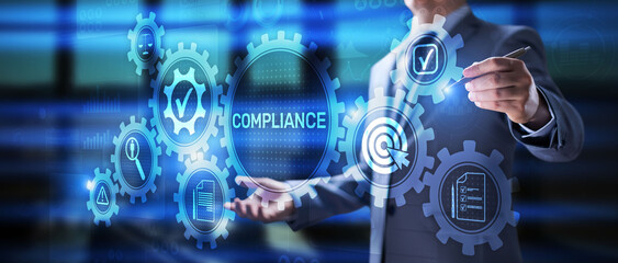 Compliance rules regulation business policy law concept.