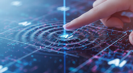 Finger Activating an AI Interface with Rippling Effects