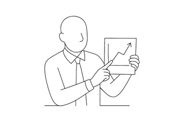 Person with Chart continuous one line drawing minimalism design