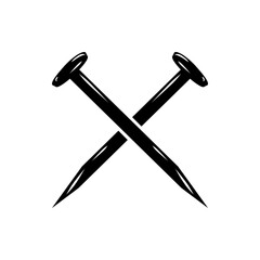 Black cross metal nail icon flat vector design