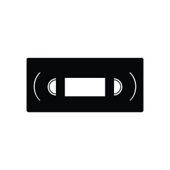 Obraz premium Black Silhouette V H S Tape Vector Icon White Background