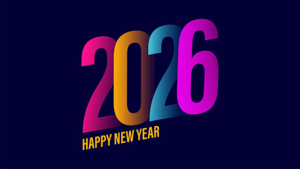 2026 Happy New Year festive graphic design. New Year 2026 color design template. Vector illustration.
