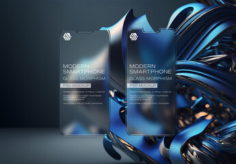 Transparent Frosted Glass Mobile Phone Mockup