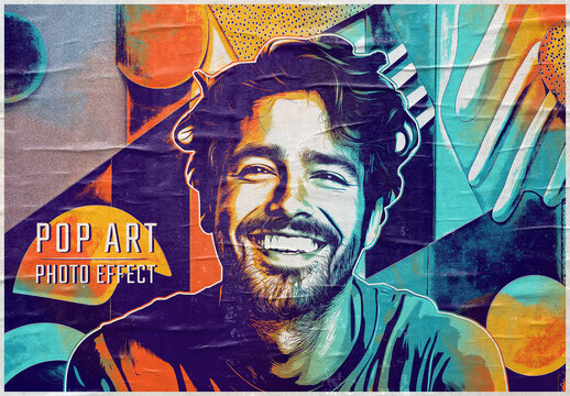 Colorful Pop Art Retro Style Photo Effect Mockup