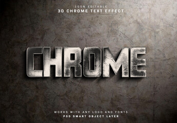 Chrome Text Effect With 3D Detailled Texture Mockup