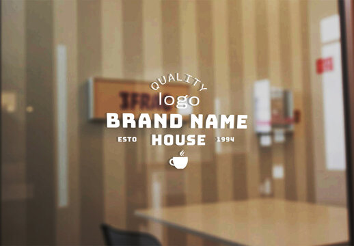 Transparent Window Glass Logo Mockup for Branding