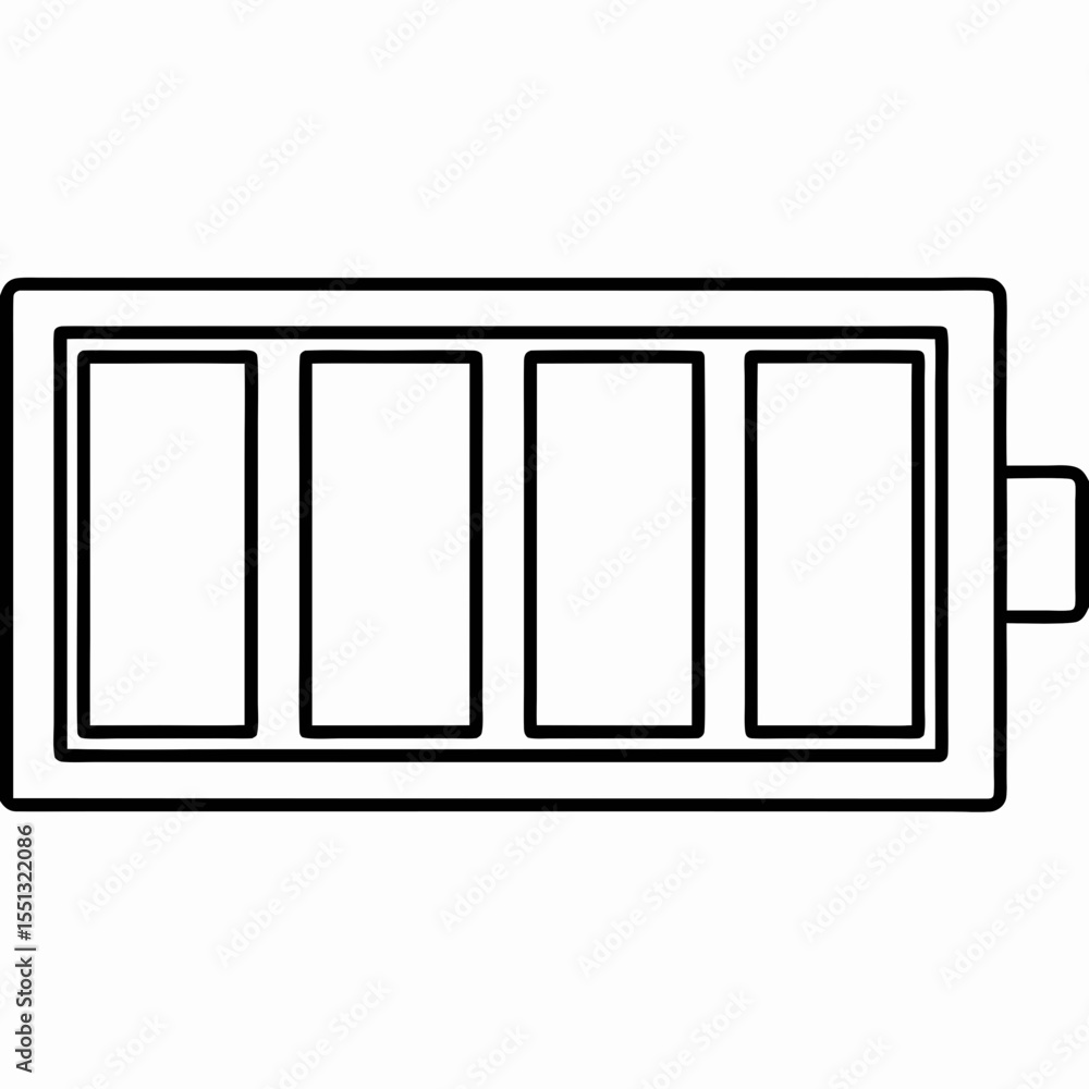 Fototapete battery level icon shows a fully charged battery outline on white background. battery level is easy 