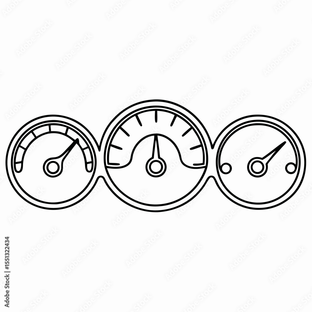Poster energy dashboard outline featuring speedometer and gauge for measuring and monitoring performance. e