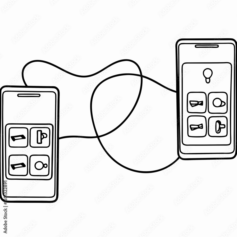 Poster mobile energy app displayed on two smartphones connected by a simple line. this mobile energy app de