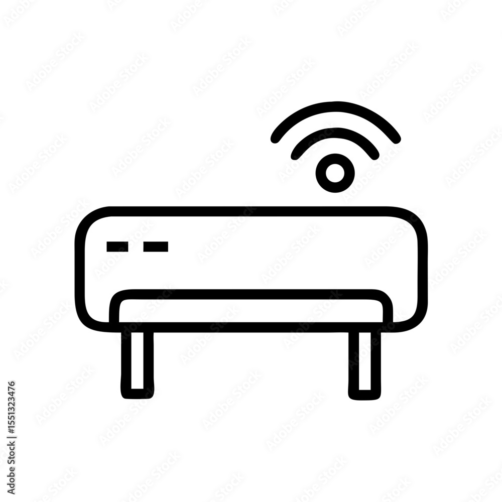 Poster smart bench illustration with wifi connection for public spaces, showcasing modern urban design and 