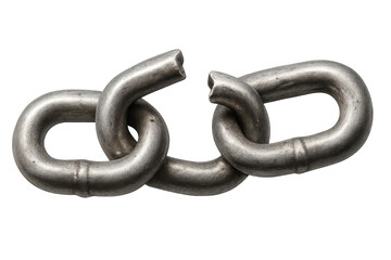 Fototapeta premium Metal chain breaking apart, illustrating a weak link and vulnerability, isolated on a transparent background for a striking visual impact