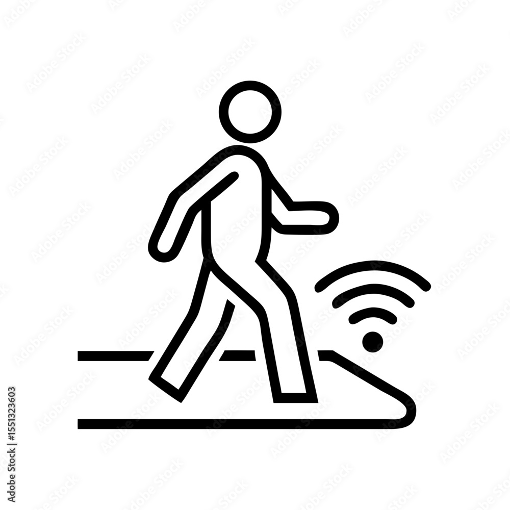Poster smart walkway with pedestrian walking across, innovative technology for urban environments. smart wa