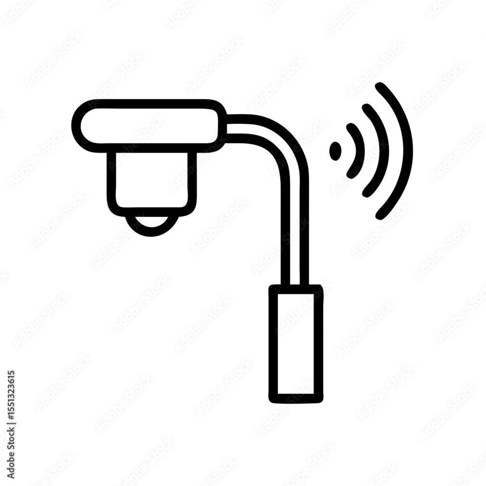 Poster street-light-sensor design shows modern lamp post equipped with a smart sensor. street-light-sensor 