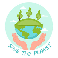 save the earth vector illustration or logo