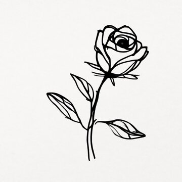 Minimalist rose line drawing animation isolated asset, transparent 4K video, alpha channel, ProRes 4444