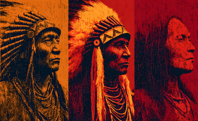 Fototapeta premium Native american gradient colors background. Indigenous people color with grain texture. Vector illustration