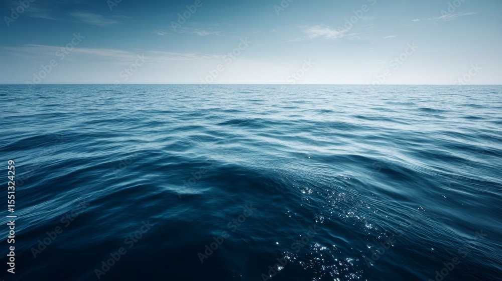 Poster wideangle panoramic view of tranquil ocean water with gentle ripples and shimmering reflections unde
