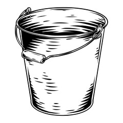 vector line art drawing illustration of a bucket