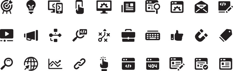  Computer Monitor and Devices Icon Set, Technology Vector, Electronics Illustration, Work Tools Symbol, Minimal UI Design