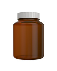 Glasses medicine bottle on white background. Isolated 3D illustration