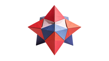 Colorful geometric origami paper designs with star and diamond shapes