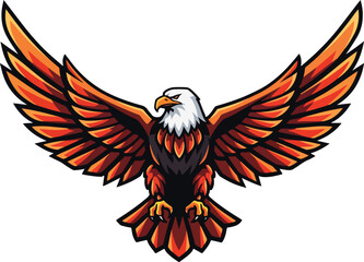 Majestic Fiery Eagle Spreading Its Wings With A Powerful Presence