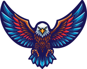 Pixel Art Falcon Bird Flying with Spread Wings Majestic Raptor in Digital Style