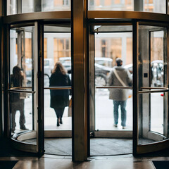 revolving doors in the lobby entrance group from i