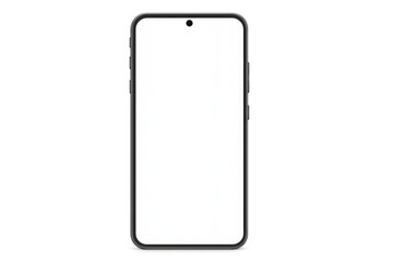 Modern smartphone with blank white screen on transparent background